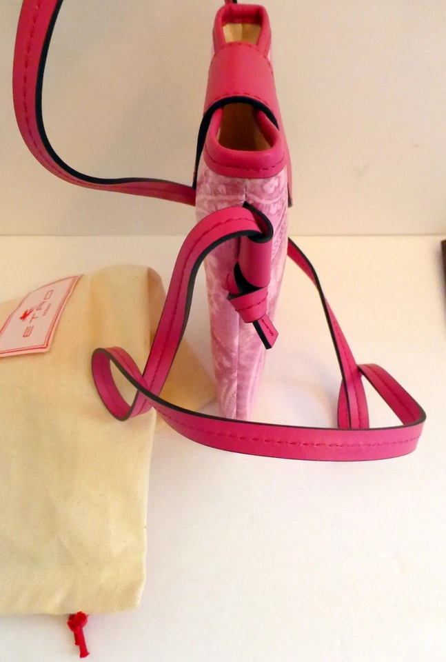 Etro Phone Bag Crossbody Holder Hot Pink Paisley Coated Fabric Small NWT - Image 4 of 4