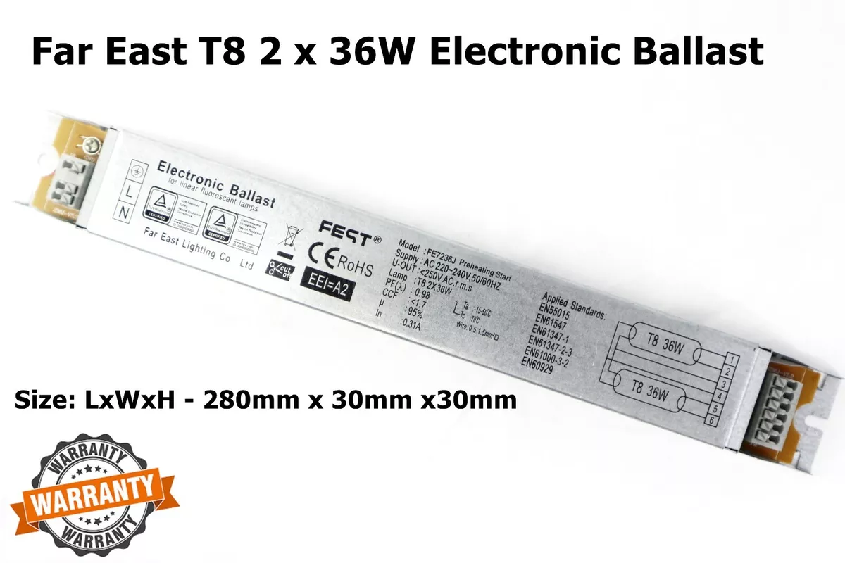 Far East T8 2 x 36W Electronic Ballast Fluorescent Lamp 240v 60 Days Warranty