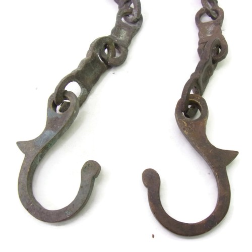 Vtg 60" (5Ft) Ornate Fancy Birds People Horses Heavy Hanging Metal Chain w/Hooks - Picture 9 of 9