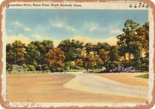 METAL SIGN - Connecticut Postcard - Recreation Drive, Roton Point, South Norwal
