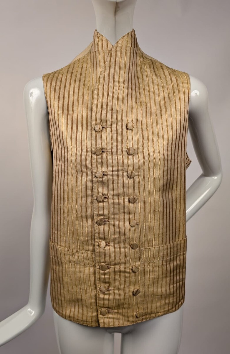 REGENCY 1810 MEN’S YELLOW STRIPED SILK WAIST COAT VEST MUSEUM QUALITY