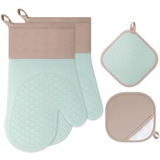 Lot de 4 Gants de Cuisine, 1 Paire Gants de Cuisine avec 2 Maniques Cuisine, ...