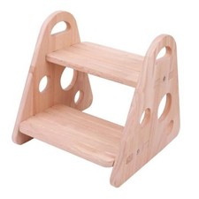 QZM Wooden Step Stool, trilateral Two Step Stools for Toddler 300 lbs Capacity