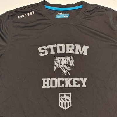 Tri-City Storm Hockey USHL Bauer Short Sleeve Shirt Black Size M Team Issued