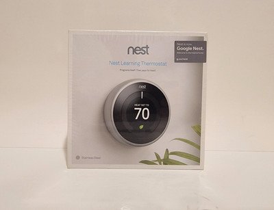Google Nest T3007ES Wi-Fi Learning Thermostat Stainless Steel 3rd Generation Exp