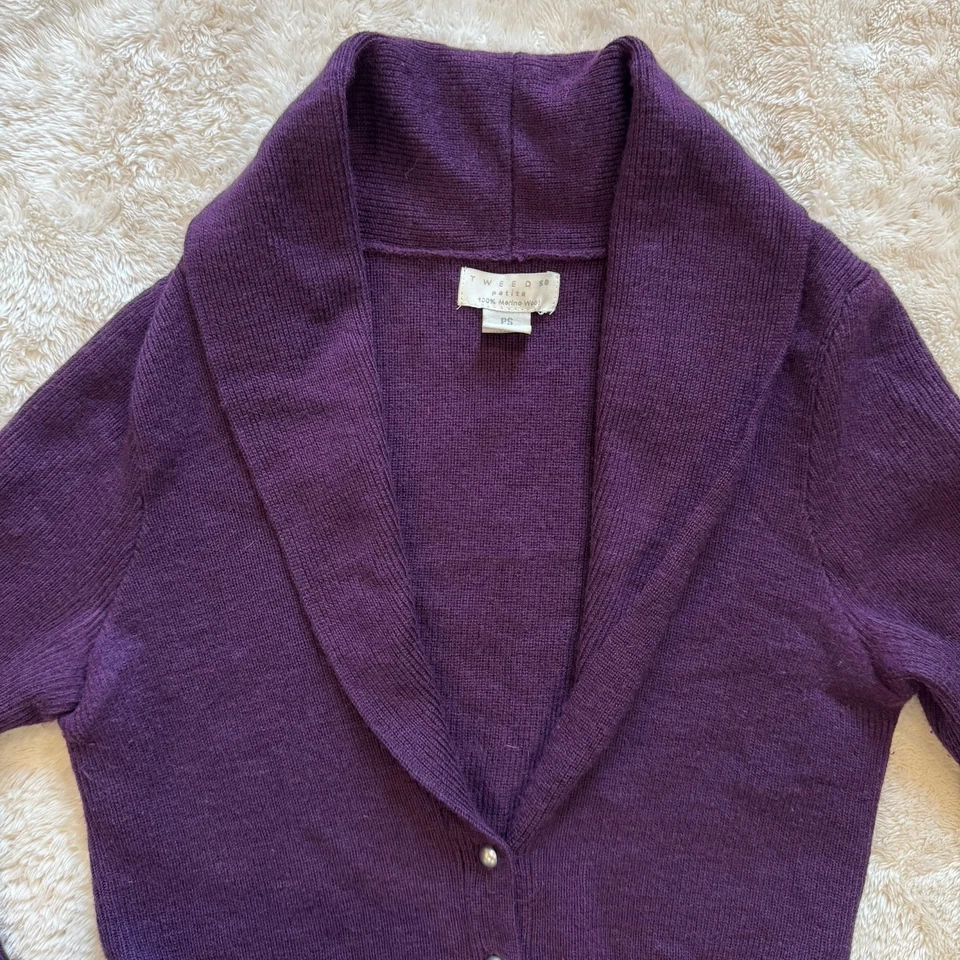 Suéter para mujer Tweeds cuello en V lana merino peplum abotonable suave talla pequeña S Foto 4 de 4