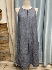 Gap Blue cotton sleeveless dress with black stitching #breathable size 6