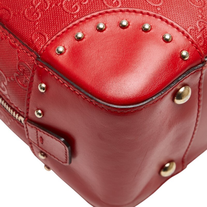Gucci GG Embossed Leather Shoulder Bag Red 2WAY Women's Authentic thumbnail 6