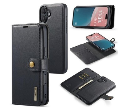 DG Ming Leather Wallet Case For iPhone 17, Free Temper Glass