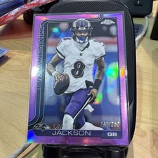 Lamar Jackson 2025 Topps Chrome #24 Pink Wave Refractor /250 Ravens SP