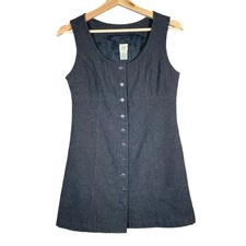 Vintage 90s Gap Wool Blend Dress Sz 2 Sleeveless A-Line Mini Button Front Grunge