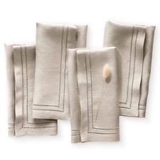 Linen Napkins 20 x 20 inch - 100 Flax Linen Natural Double Hemstitch Dinner ...