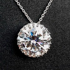 7.00Ct. Round Shape Certified White Diamond Pendant In 925 Silver - Tariffs Free