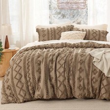 Bedsure Tufted Boho Comforter Set 3 Pc King - Elegant Sealed