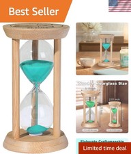 Wooden Sand Timer 1 Minute Hourglass, Beech Green Sand Clock, Small Watch 1 M...