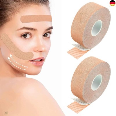 Face Lifting Tape, 2 Rollen Anti Falten Pflaster Gesicht Kinesiotapes
