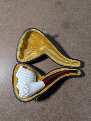 Gorgeous NEW Handcarved Meerschaum  Block Pipe Face of a Sultan with Case