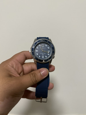 Caven Denton Men's Quartz Diver Watch, Blue Dial Date, 100m, 40mm Blue Strap