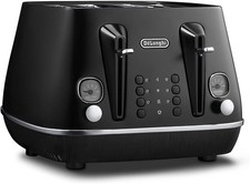 De'Longhi CTIN4003.BK 4 Slice Toaster Defrost Function Distinta X Black