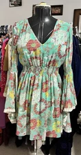 Fairycore Whimsical Boho Floral Angel Sleeve Dress Tunic Size M  Cottagecore 