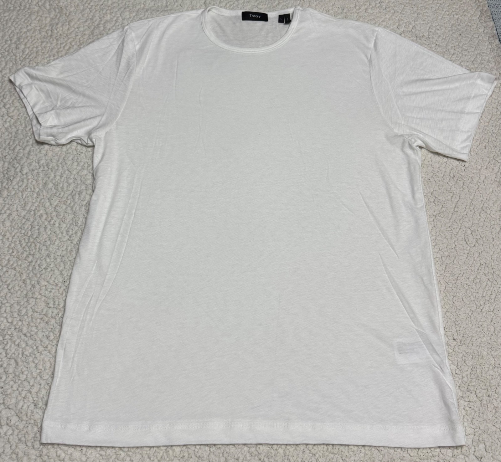 Theory Essential Crew Neck T-Shirt Men White Short Sleeve Designer Size L NWOT