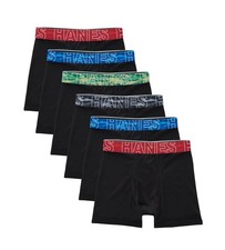 Hanes X Temp 6 Pack Black Boxer Briefs Youth Boys Size M
