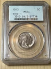 1913 Type 1 PCGS MS64 Buffalo Nickel - Old Green Holder