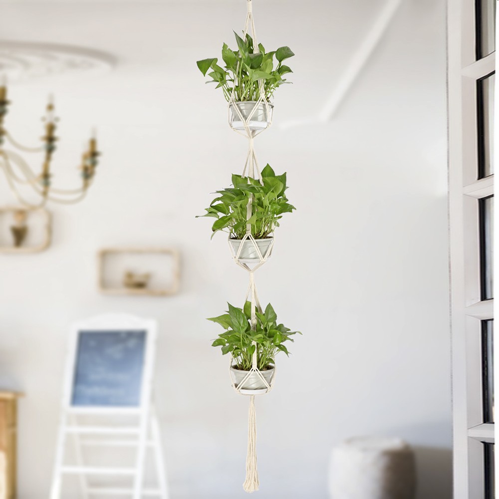 Planter Flower Pot Hanging Rope Basket For Indoor