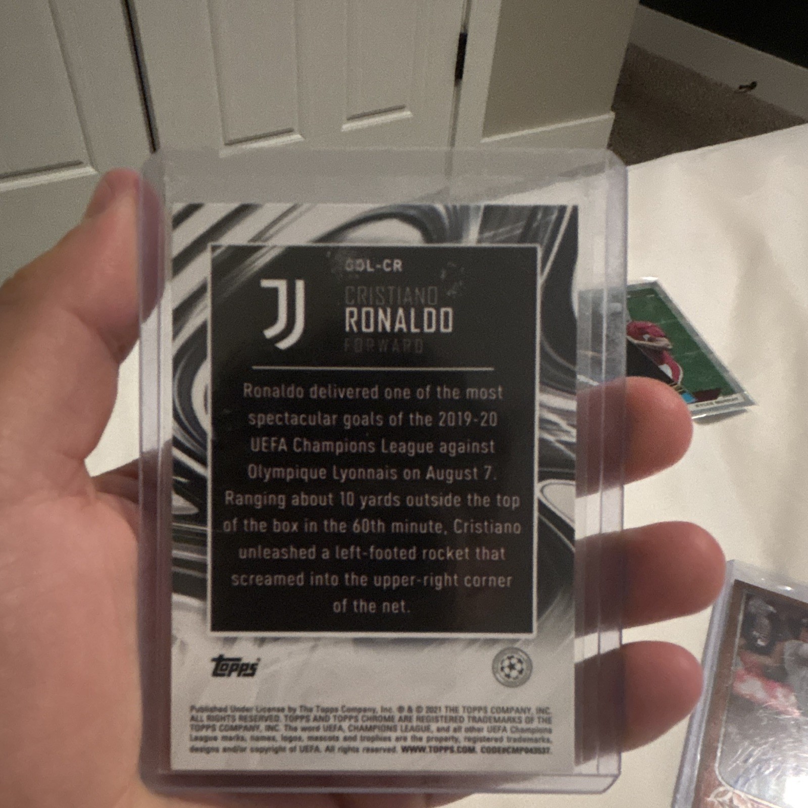 Cristiano Ronaldo 2020-21 Topps Chrome UCL Golazo Refractor #GOL-CR Juventus view 2