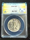 1943 WALKING LIBERTY HALF DOLLAR ANACS AU 50 648