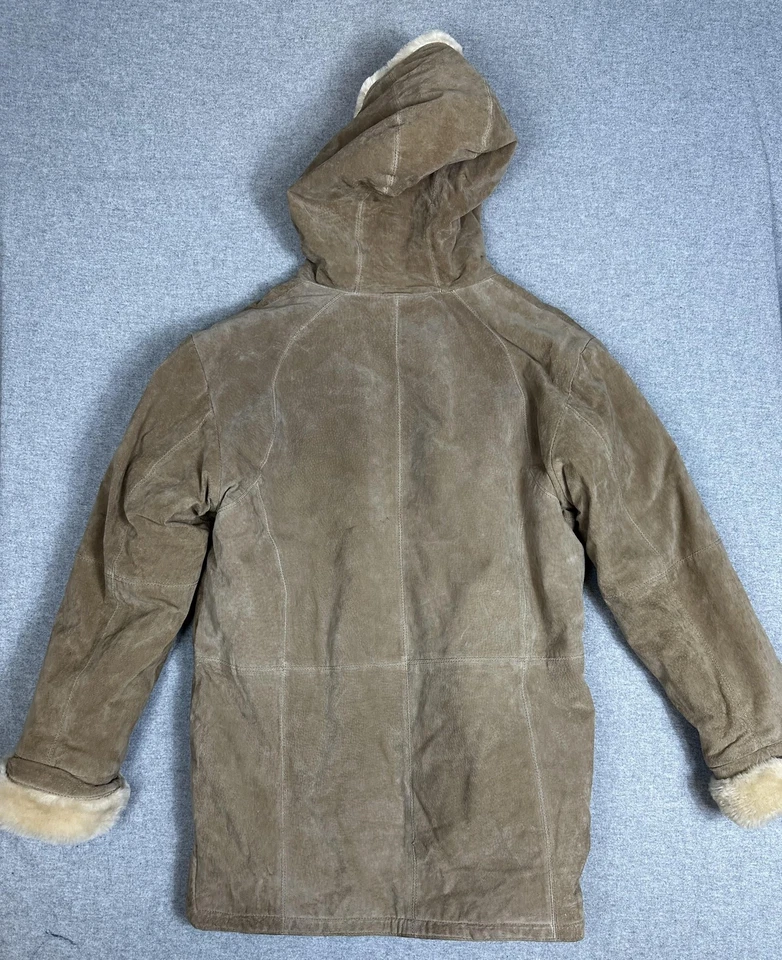 Chaqueta Abrigo Penny Lane Mujer Mediana Marrón Lavable Gamuza Con Capucha Imitación Piel de Oveja Foto 2 de 4