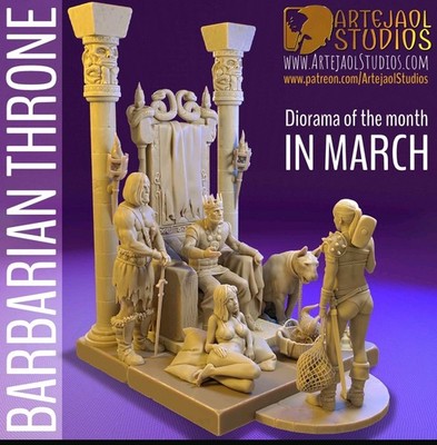 CONAN Style Barbarian Throne - Diorama 1:16 3D Printed Resin Scene