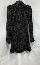 Reformation Women's Black Polka Dot Long Sleeve Button Front Ruffle Dress Sz 2
