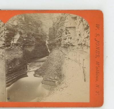 Narrow Pass Watkins Glen NY New York W.S. Jones Stereoview  c1870
