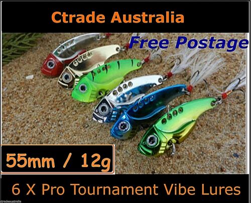 Vibe Fishing Lures Switch blade Lure 6 Pack 55mm 12g Pro Vibes Bream Flathead !!