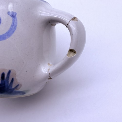 M A Hadley Pottery Cow Creamer Blue Peach Cream - Picture 4 of 10