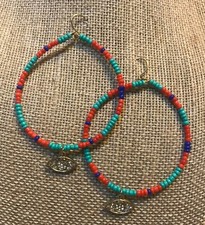 Beaded Evil Eye Hoop Earrings