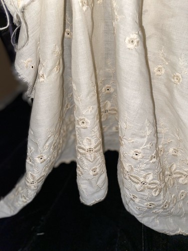 BTY Vintage Ivory Floral Embroidered Curtain Fabric 35W #0684 Schwerzler - Picture 2 of 10