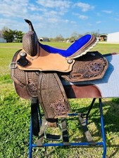 Youth/Adult Premium Leather Horse Barrel Saddle with Intricate Tooling 13"to16"