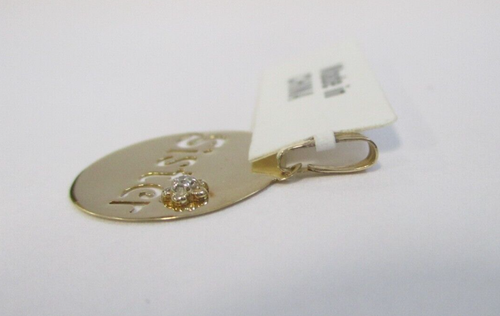 14K YELLOW GOLD 'Sister' FLOWER WITH DIAMOND CUT OUT DISC PENDANT NWT - Picture 8 of 10