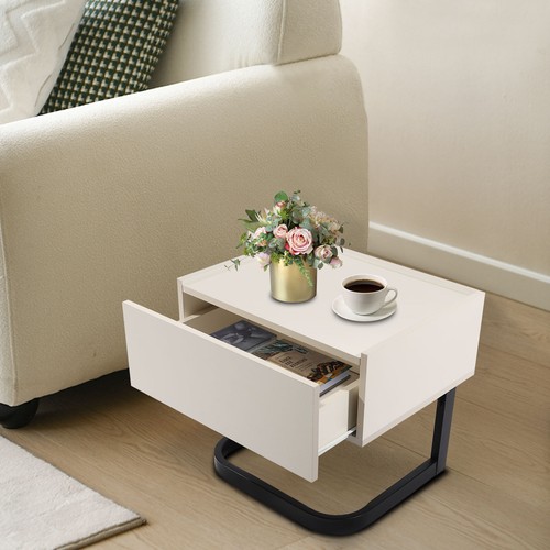 Mesita de noche moderna dormitorio mesa auxiliar con cajón rectangular mesita de noche - Imagen 9 de 24