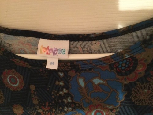 Lularoe Irma uccellino nuovo con etichette motivo floreale ruggine arancione teal blu MEDIA - Foto 2 di 3