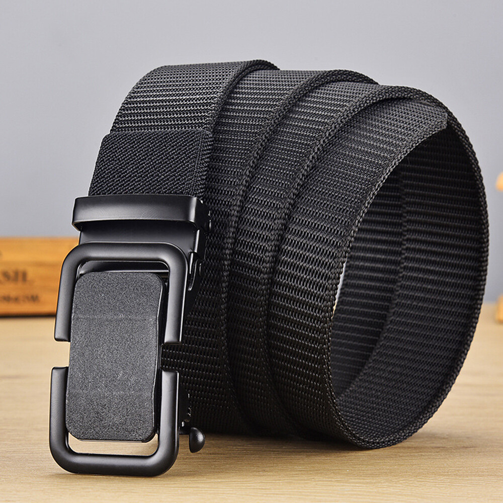 Men's Ratchet Belt Nylon Web Belts for Men with Automatic Slide Buckle 1.3 inch