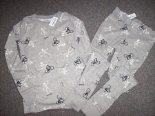 Old Navy Pajama 2pc Set Boys Skeleton Bike Skateboard Bones New