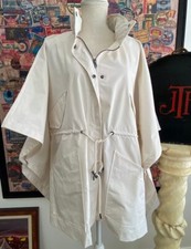 Marla Wynne White Spring Poncho Jacket L New Wynnelayers Hood