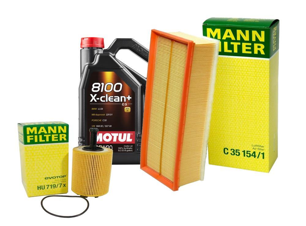 5L Motul 8100 X-CLEAN+ 5W-30 Mann Filter Motor Air Oil Change Kit A5 Jetta 2.0