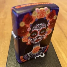 Zippo 02403 Day Of The Dead Suger Skull Woman 540 Color Wrap Around Lighter