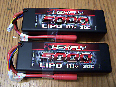 2 Redcat Racing Hexfly 3S 11.1V LiPo 5000mah 30C Battery HX-500030C-3S-BV2