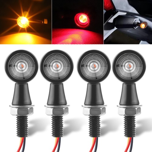 4x Mini Motorcycle LED Bullet Turn Signals Blinker Brake Tail Lights Amber Red - Picture 5 of 12