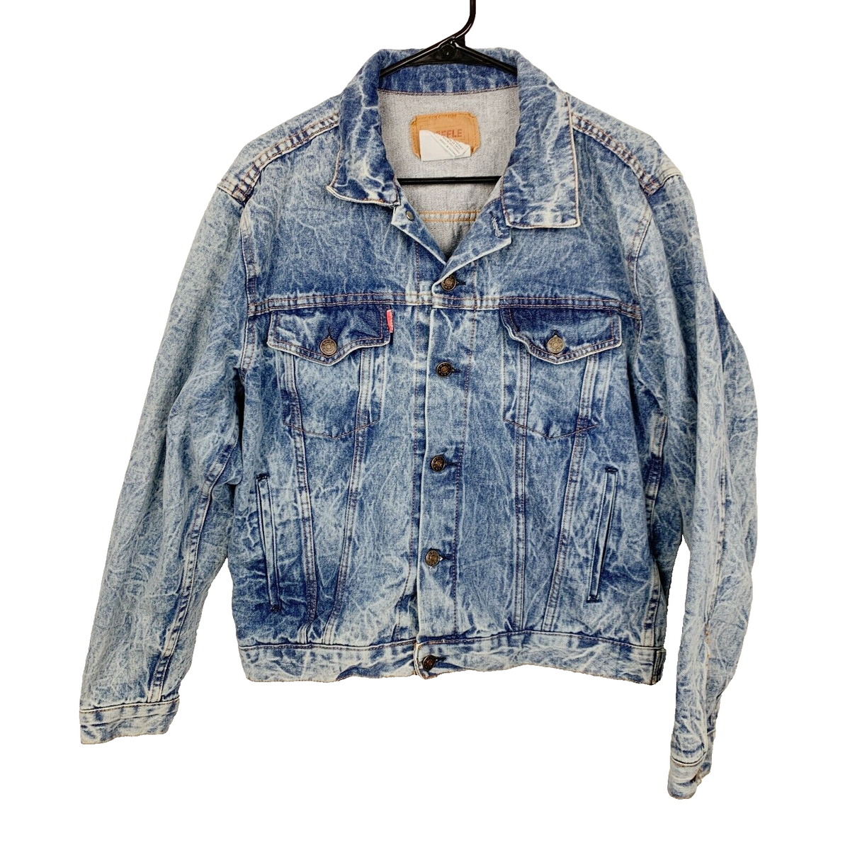 Vintage Raffle Brand Acid Wash Trucker Jean Denim Jacket Medium | eBay